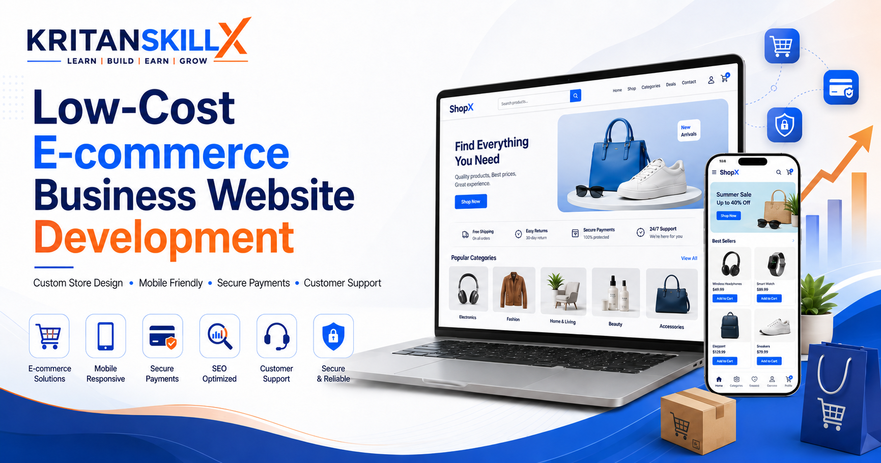 Low-cost e-commerce business website development by KritanSkillX