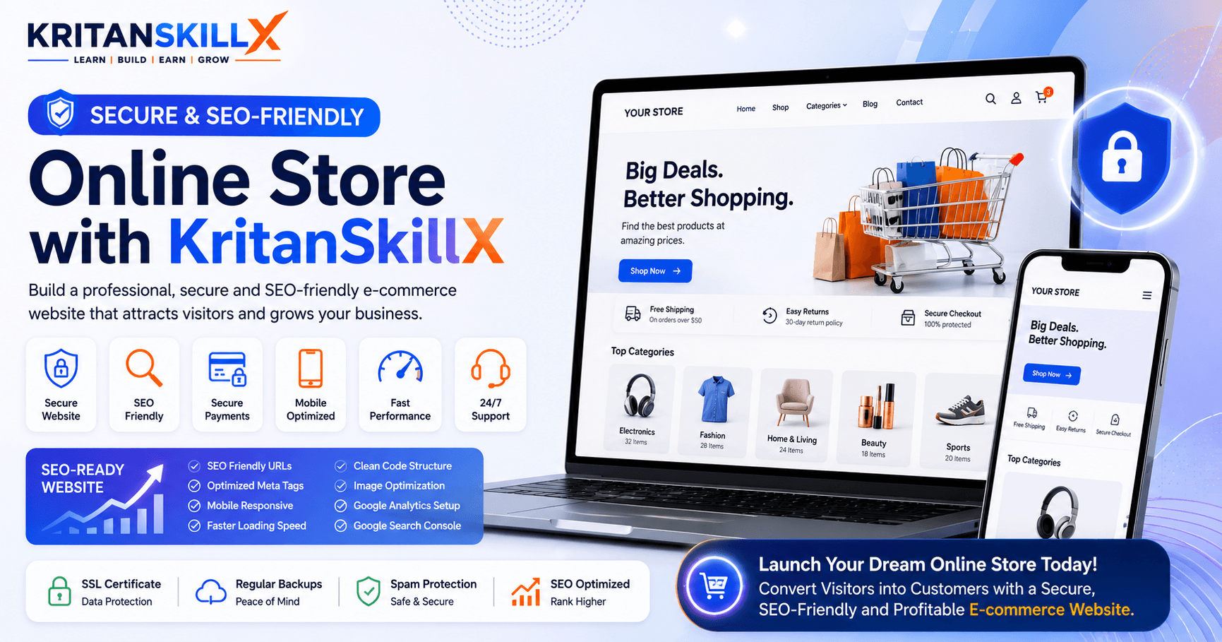 Secure and SEO-Friendly Online Store development by KritanSkillX